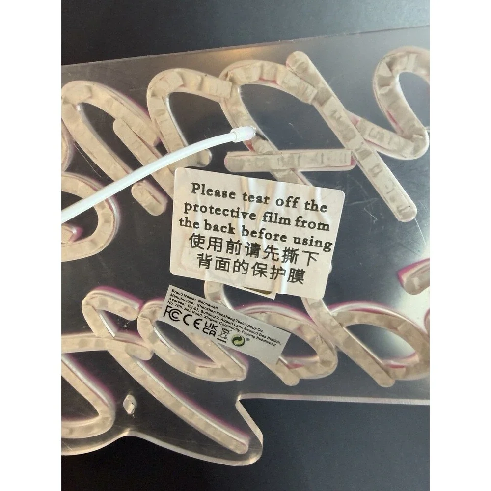 New/ Open Box Neon Pink “Happy Birthday” USB Light-up Sign by Neona Wall TESTED